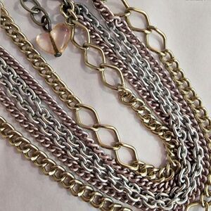 #Sabika Winter 2018 3-Row Silver Gold Rose Gold Chain Necklace # NWOT